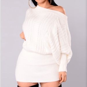White cable knit sweater dress brand new